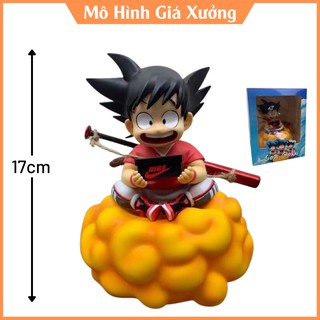Mô Hình Son Goku Dragon Ball  - Cao 17cm Cưỡi Mây , Lưng Đeo Gậy , Tay Ôm Hộp Nike - Figure Dragonball