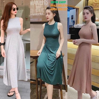 Váy Thun Nữ Dáng Dài Sát Nách, Đầm Thun Dài Cho Nữ Chất Mền Mịn Co Dãn 4 Chiều