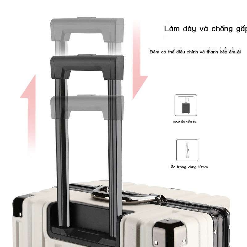 Hành lý chắc chắn và bền Hộp đựng xe đẩy bánh xe câm vali khung nhôm nam nữ sinh viên đựng mật khẩu hộp lớn