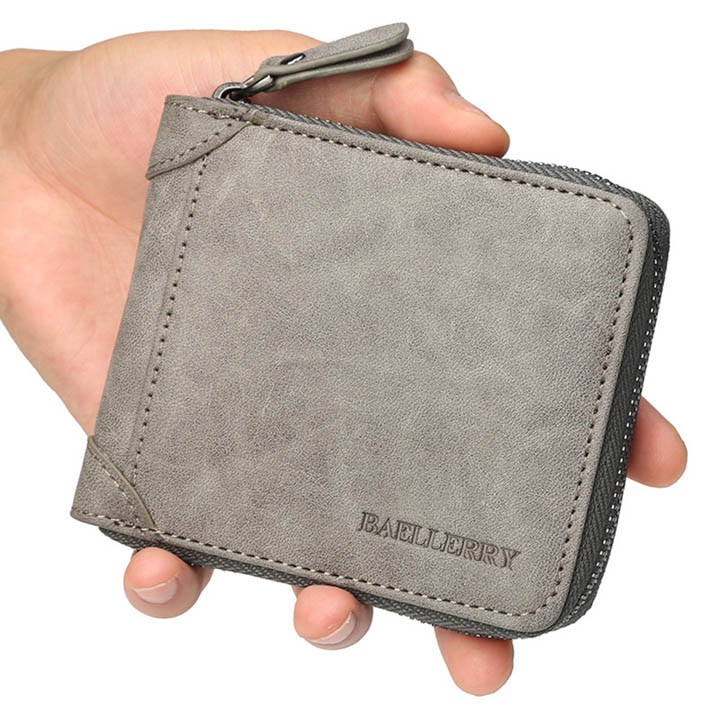 Bóp ví da nam có khóa nhiều ngăn sang trọng D9250 kiểu dáng cổ điển phụ kiện thời trang nam Chammart