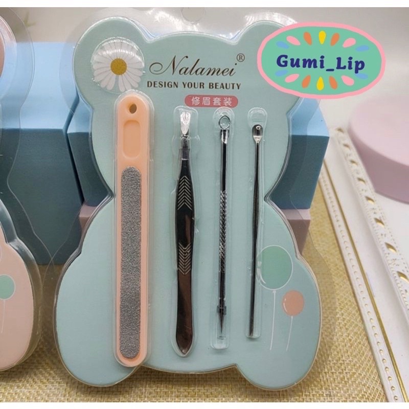 sét 4 chi tiết vệ sinh cá nhân , giũa móng tay ,nhíp , lấy nhân mụn , ngoáy tai