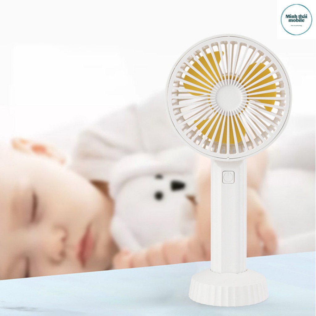 Quạt mini tích điện cầm tay có đế để bàn 3 tốc độ gió | BigBuy360 - bigbuy360.vn