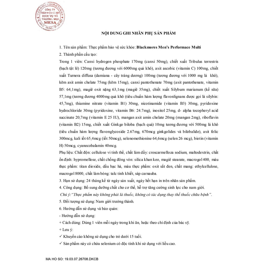 Viên Uống Hỗ Trợ Sức Khỏe Nam Giới Blackmores Men’s Performance Multi Vitamin 50 Viên | Thế Giới Skin Care