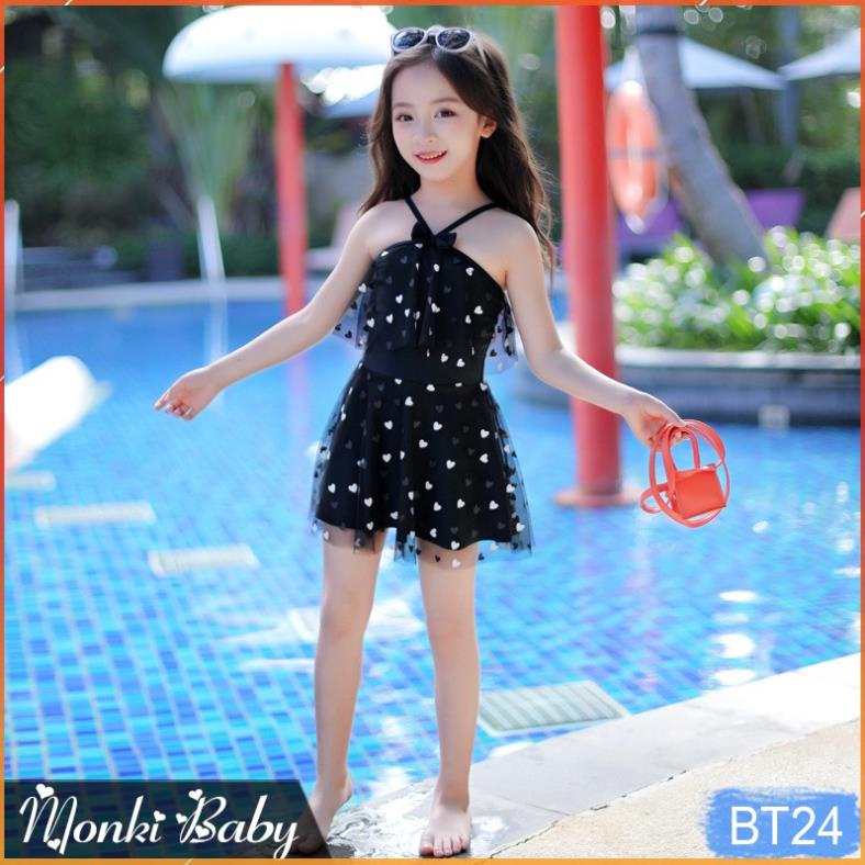 Áo tắm liền thân dáng váy có ren cho bé gái, quần sooc rời trong, chất thun bơi lạnh dày đẹp, đủ size | BT24 VIP