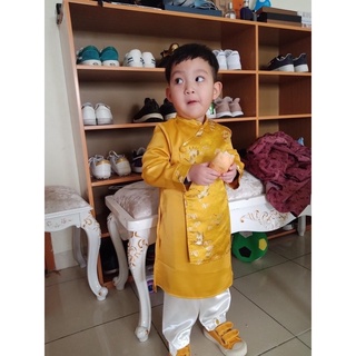 Set áo dài Tết gấm cao cấp bé trai (kèm quần)