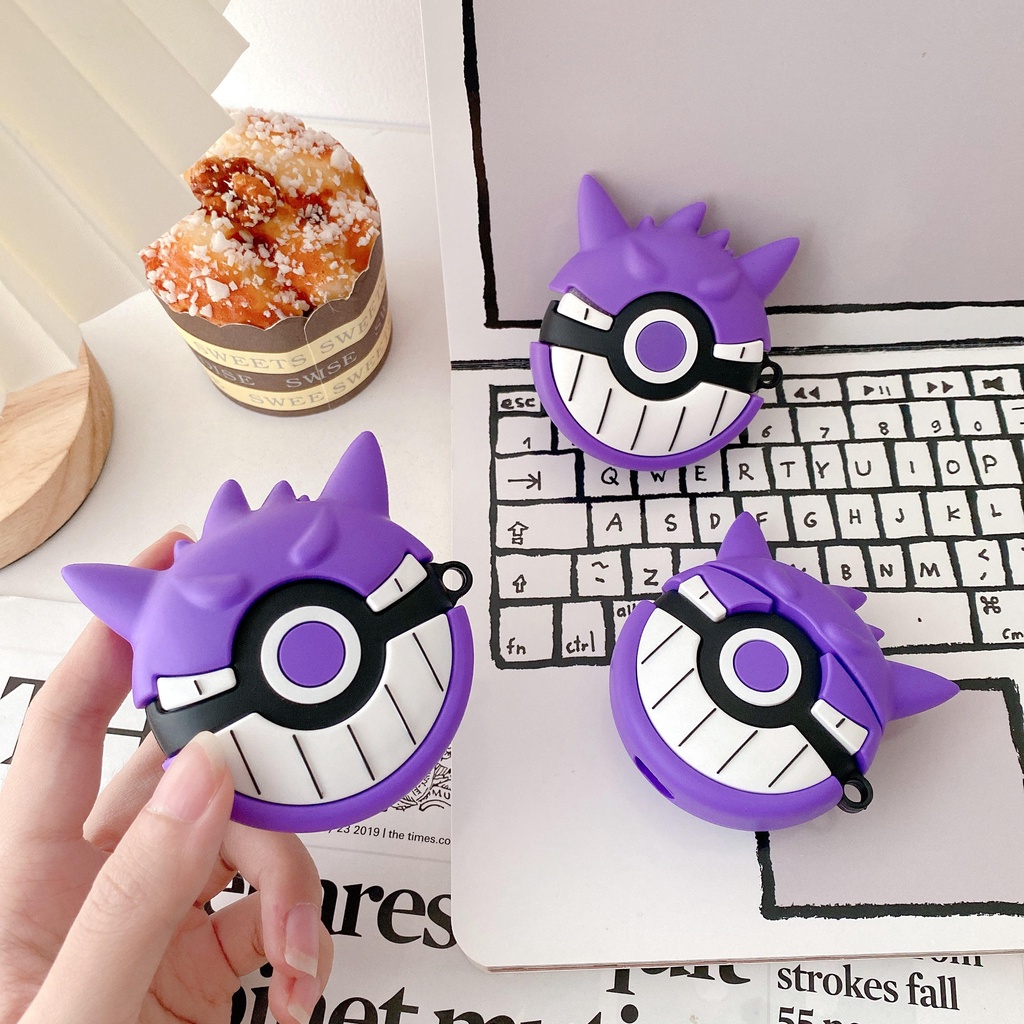 Vỏ Bảo Vệ Hộp Sạc Tai Nghe compatible AirPods 3 3rd) Geng Ghost Pokeball 2021 Bằng Silicone