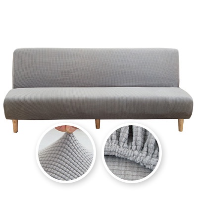 Vỏ Bọc Đệm Ghế Sofa Tích Hợp Hai Kích Thước Bằng Vải Jacquard Spandex Co Giãn Màu Trơn Không Cánh Tay Có Thể Gập Lại