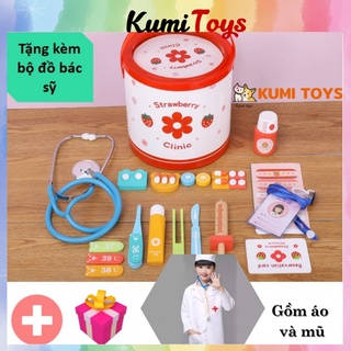 Đồ chơi bác sỹ bằng gỗ kèm áo mũ y tá cho bé Kumi toys