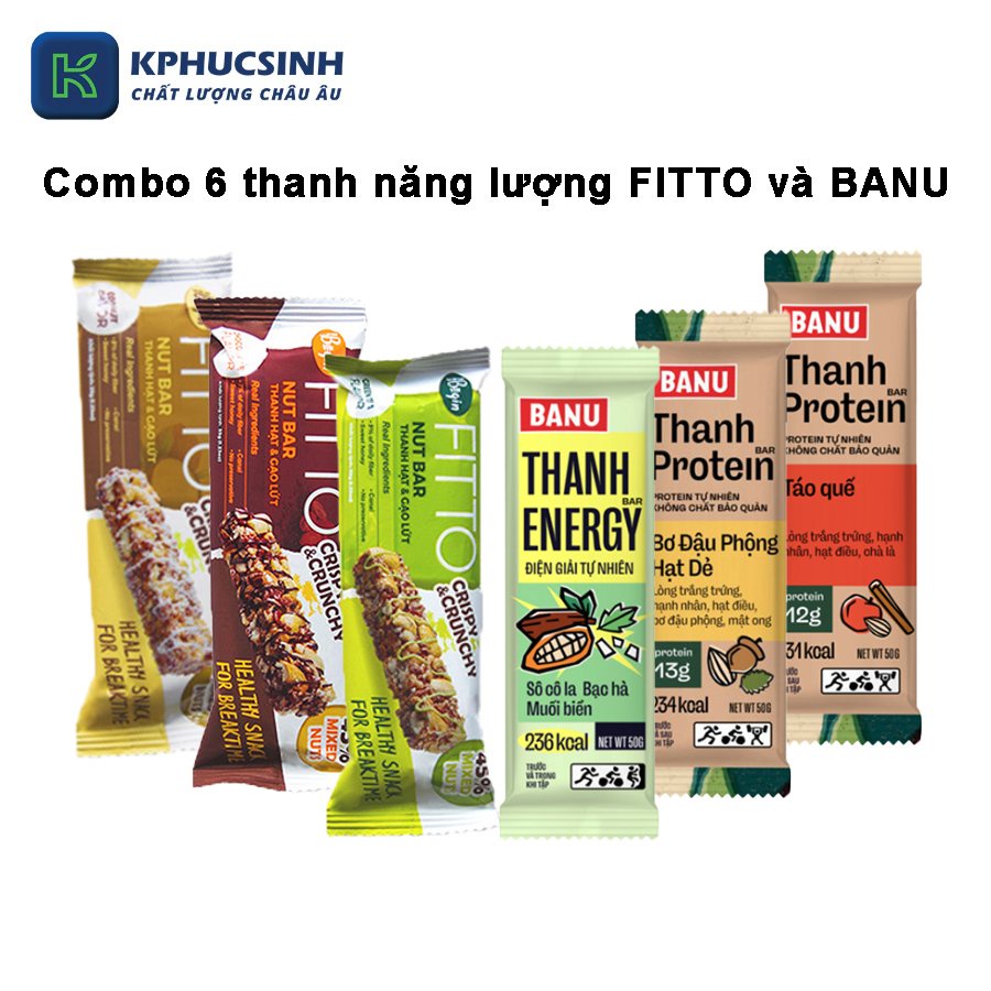 Hộp 6 thanh năng lượng Shark box cao cấp Fitto và Banu 365Begin bánh ăn kiêng giảm cân - Hàng Chính Hãng