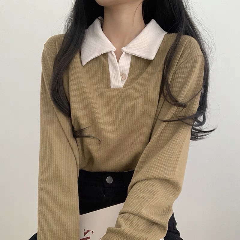 [Order] Áo thun polo dài tay ulzzang cổ bẻ