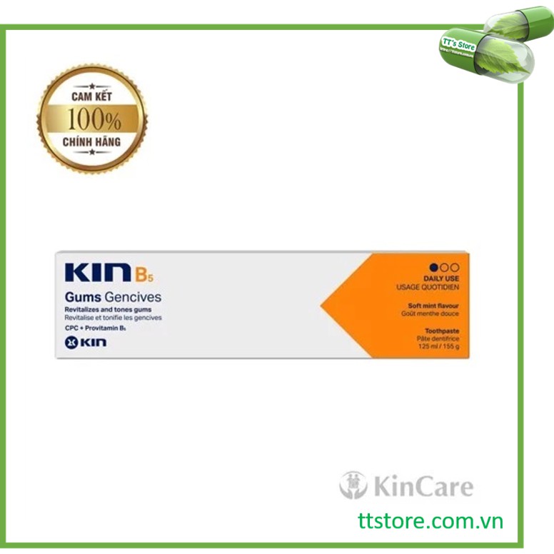 Kin B5 (Tuýp 125ml) - Kem đánh răng hằng ngày làm sạch mảng bám, phục hồi nướu răng