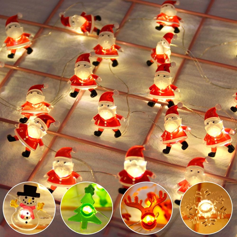 Dây Đèn LED 2M 20 Bóng Hình Ông Già Noel / Người Tuyết Trang Trí Cây Thông Giáng Sinh Năm Mới
