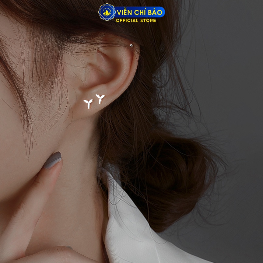 Bông tai bạc nữ cành lá chất liệu bạc 925 thời trang phụ kiện trang sức nữ Viễn Chí Bảo E026