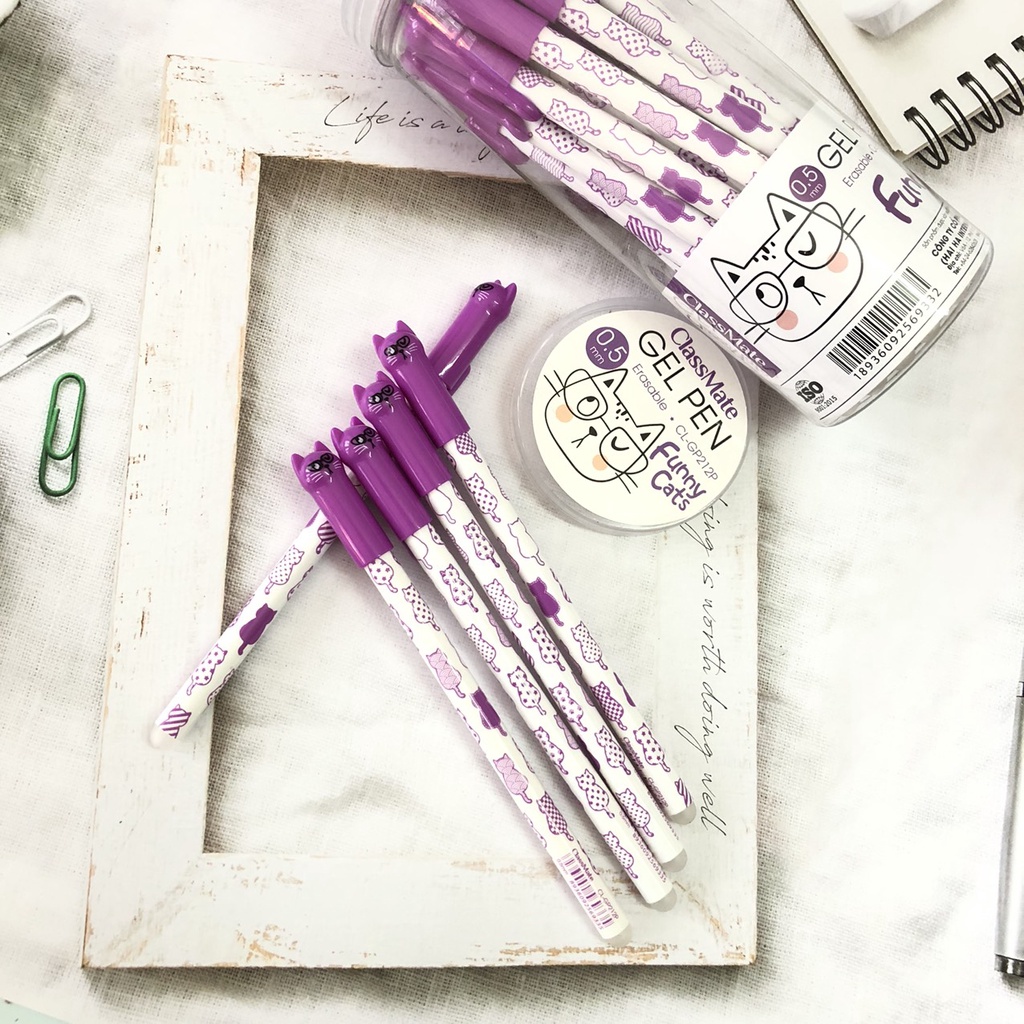 Bút gel xóa được Mèo vui vẻ Classmate GP212 -Funny Cats - vpp Quế Anh