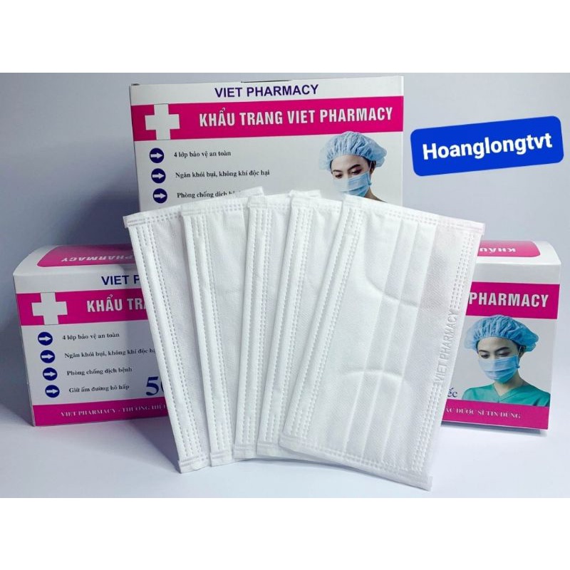 Hộp 50 chiếc Khẩu Trang Y tế Màu Trắng 4 lớp Dày Dặn