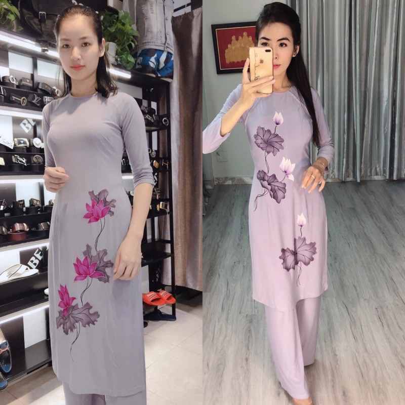 Đồ Lam Đi Chùa # Áo Dài Cách Tân Quần Ống Rộng