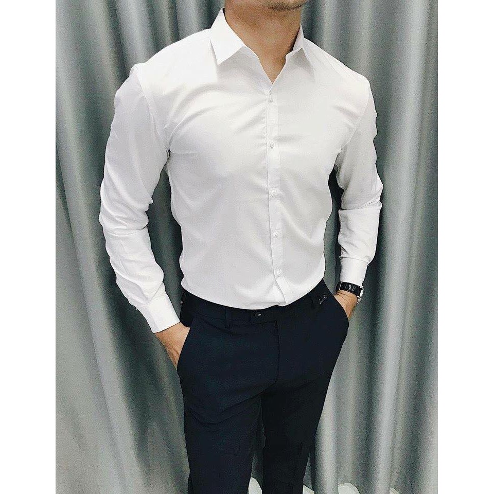 ÁO SƠ MI NAM NỮ MÀU GHI XÁM KHÔNG NHĂN KHÔNG XÙ | BigBuy360 - bigbuy360.vn