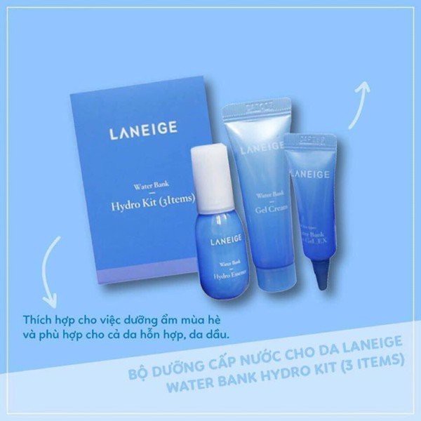 [Laneige] Bộ Kit Dưỡng Ẩm Water Bank Hydro Kit (Hydro Essence 10ml + Gel Cream 10ml + Eye Gel_EX 3ml)