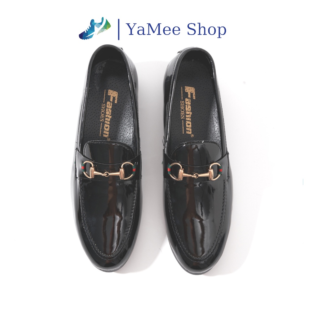 Giày Tây nam da bóng, kiểu dáng công sở, khóa vàng cao cấp- giày moca