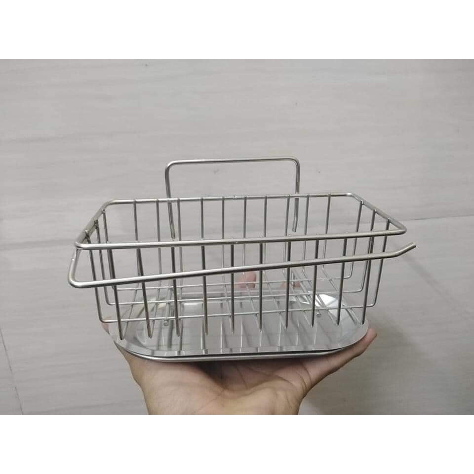 Kệ inox đựng đồ-Kệ inox để đồ rửa chén bát dán tường nhà rửa bát có khay hứng nước cao cấp