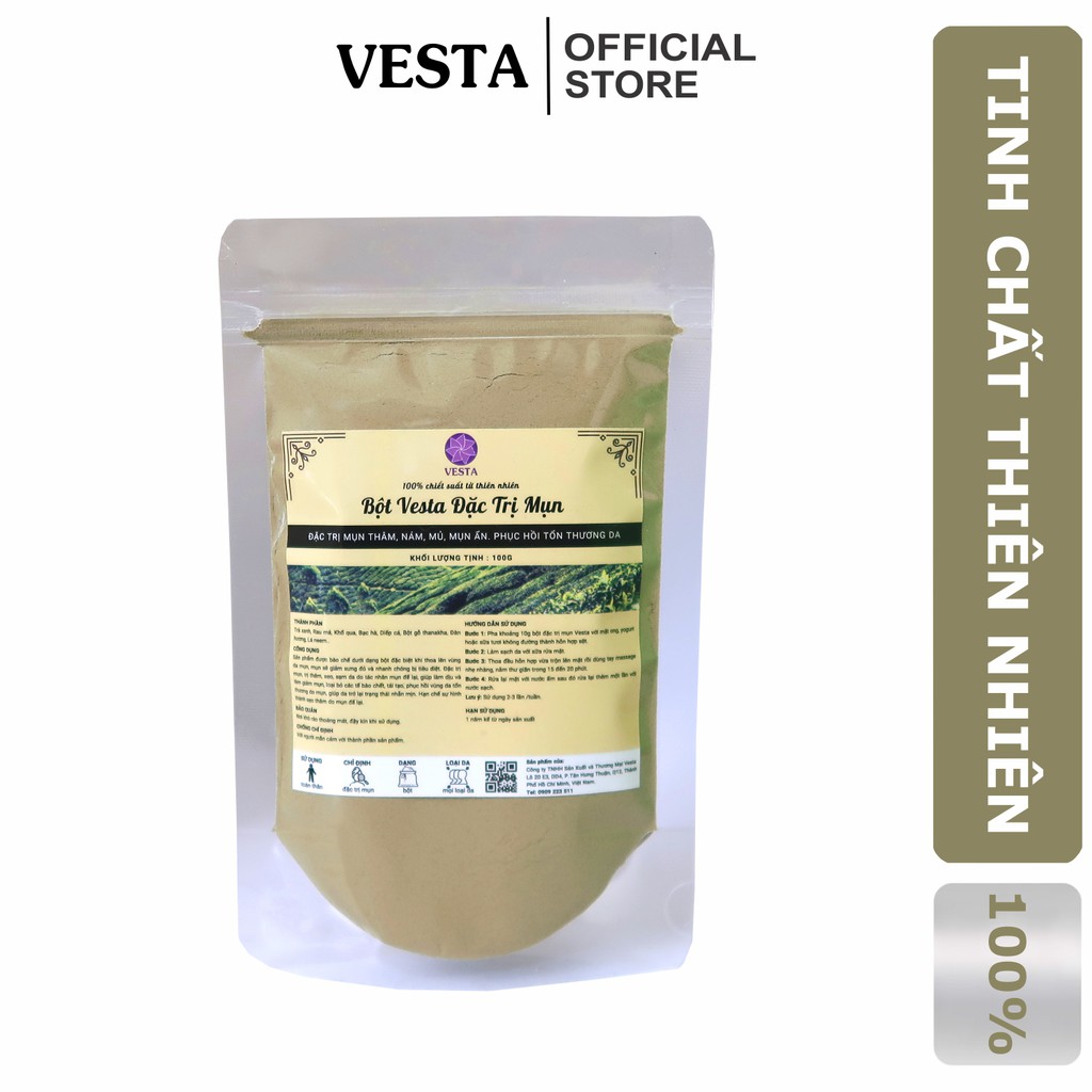 Bột Giảm Mờ Mụn Thiên Nhiên Vesta 100gr