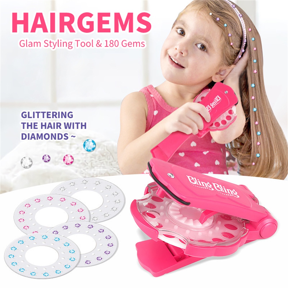 Phụ kiện tóc trẻ em dễ thương băng đô tết tóc trẻ em Máy dệt kim đúc Kiểu tóc bện cho bé gái với 12 miếng dán kim cương