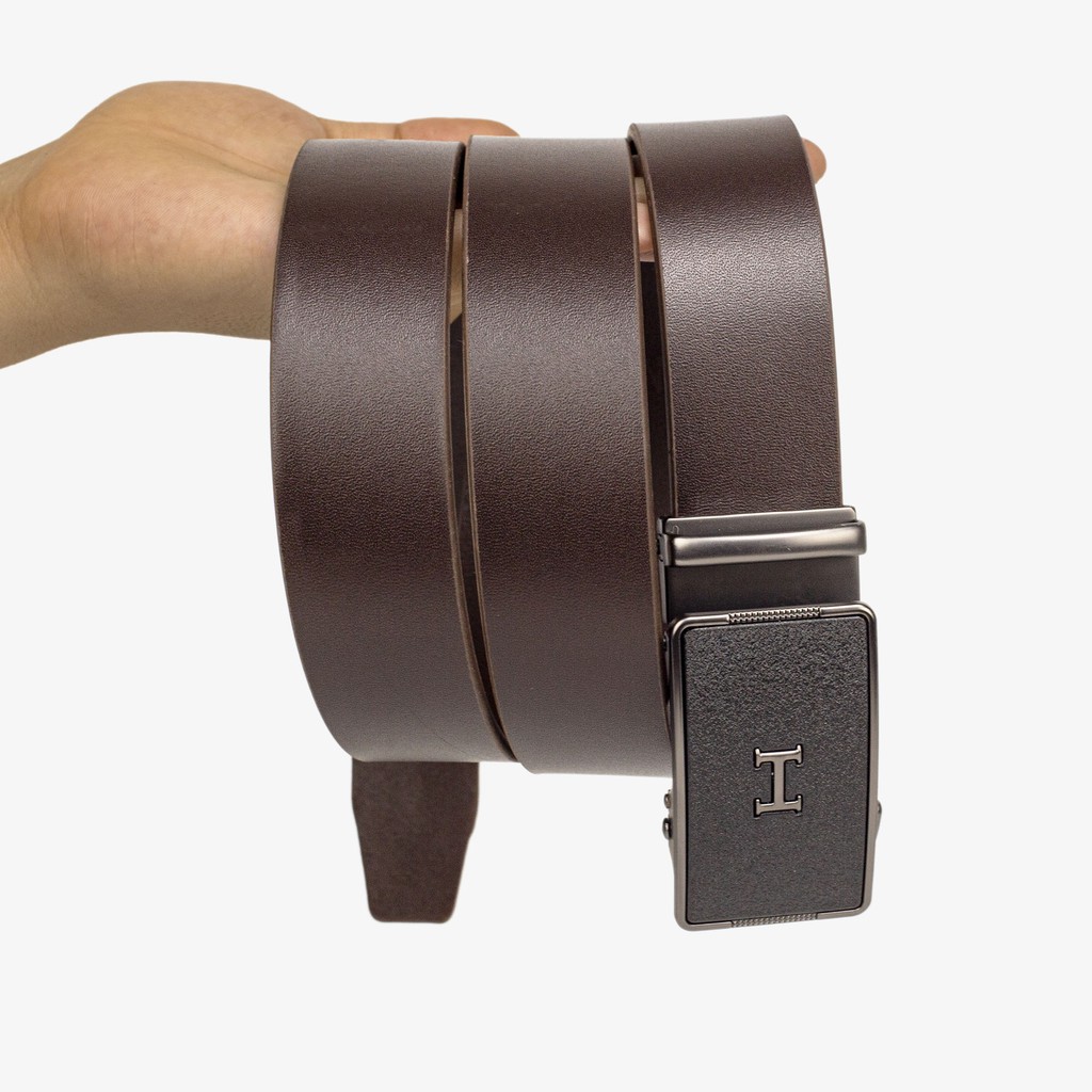 Dây lưng nam da bò nguyên tấm màu nâu L111 cao cấp-khóa tự động nhiều mặt lựa chọn