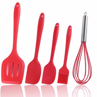 Bộ 5 chổi phới spatula silicon đỏ