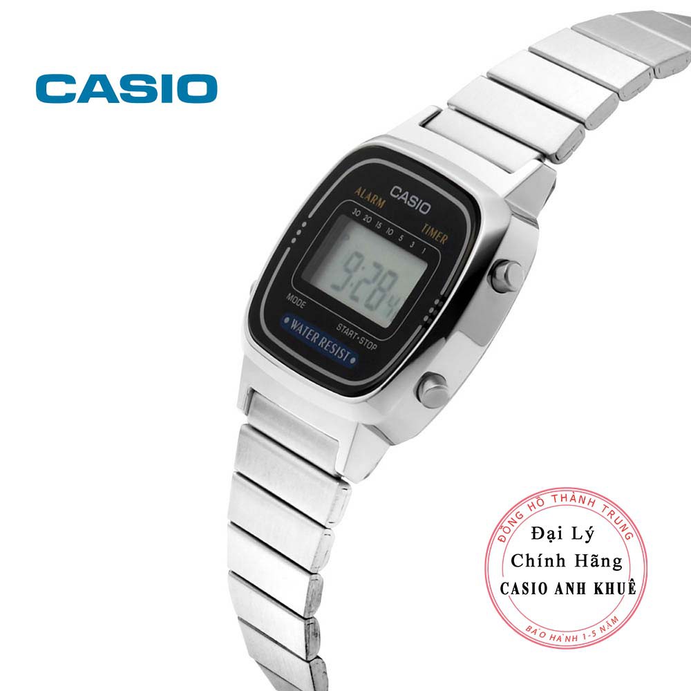 Đồng hồ điện tử nữ Casio LA670 dây kim loại