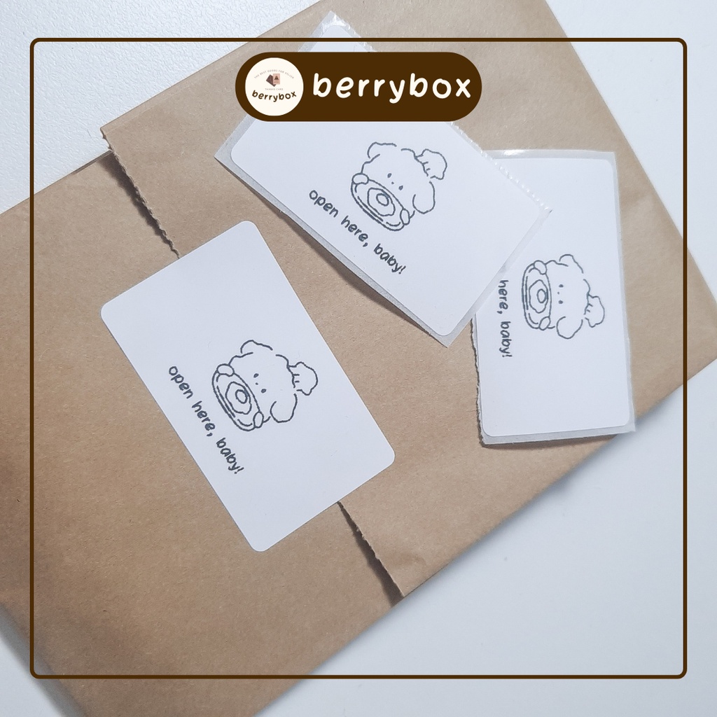 Cá | Set 50 tem dán trang trí, sticker dán hộp, túi giấy size 3x5cm - GẤU ĐẦU BẾP MINI VUÔNG