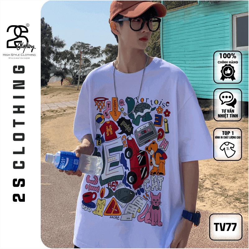 Áo Phông Trắng Nam Form Rộng 2s Clothing Áo Thun Nam Basic Tee Oversize Cotton Giá Rẻ In Hình Thời Trang Cá Tính TV77