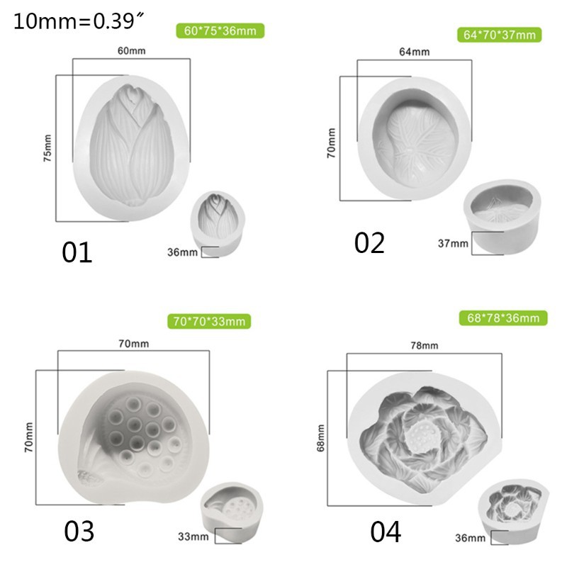 Set 4 Khuôn Silicon Hoa Sen Làm Rau Câu Chè Trôi Nước