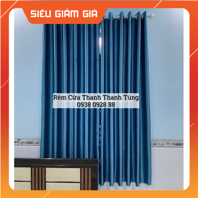 Rèm cửa, màn cửa màu XANH chống nắng cao cấp, cản sáng, may theo yêu cầu