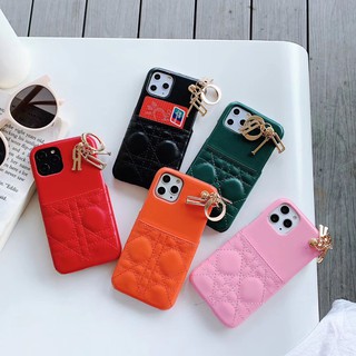 Ốp Điện Thoại Da Họa Tiết Dior Có Ngăn Đựng Thẻ Cho iphone11/pro/xs/xr/max