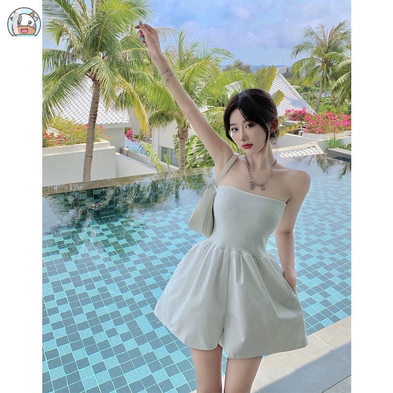 Áo liền quần Quần Ống Rộng Lưng Cao Thời Trang Mùa Hè Cho Nữ