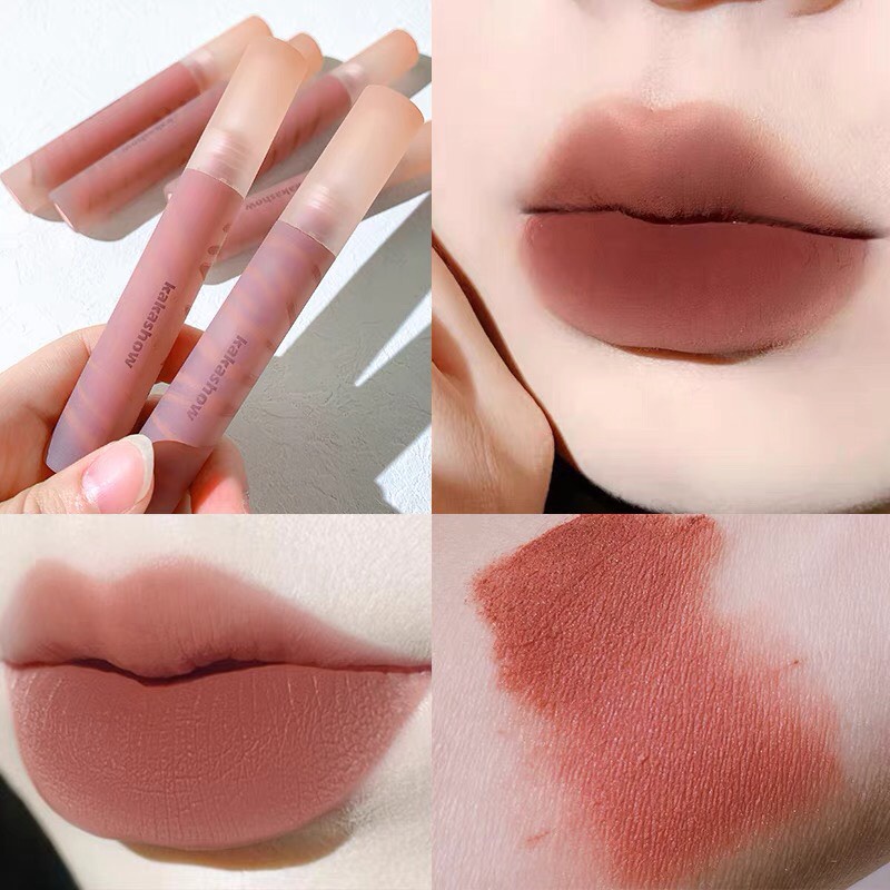 Son kem KAKASHOW mịn lì mềm môi Velvet Mist Hexagonal Lip Glaze vân mây Milk Orange Shadow Lip Glaze KAKA12