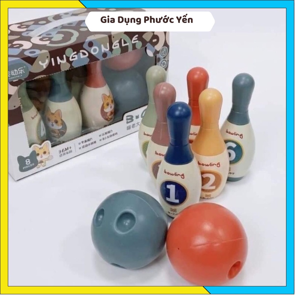 BỘ ĐỒ CHƠI NÉM BÓNG BOWLING HÌNH KHỦNG LONG DỄ THƯƠNG CHO BÉ