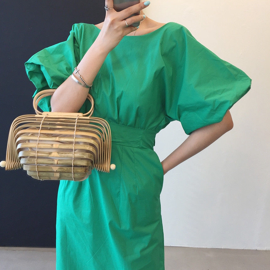 Đầm Nữ Tay Phồng Nhấn Eo Thời Trang