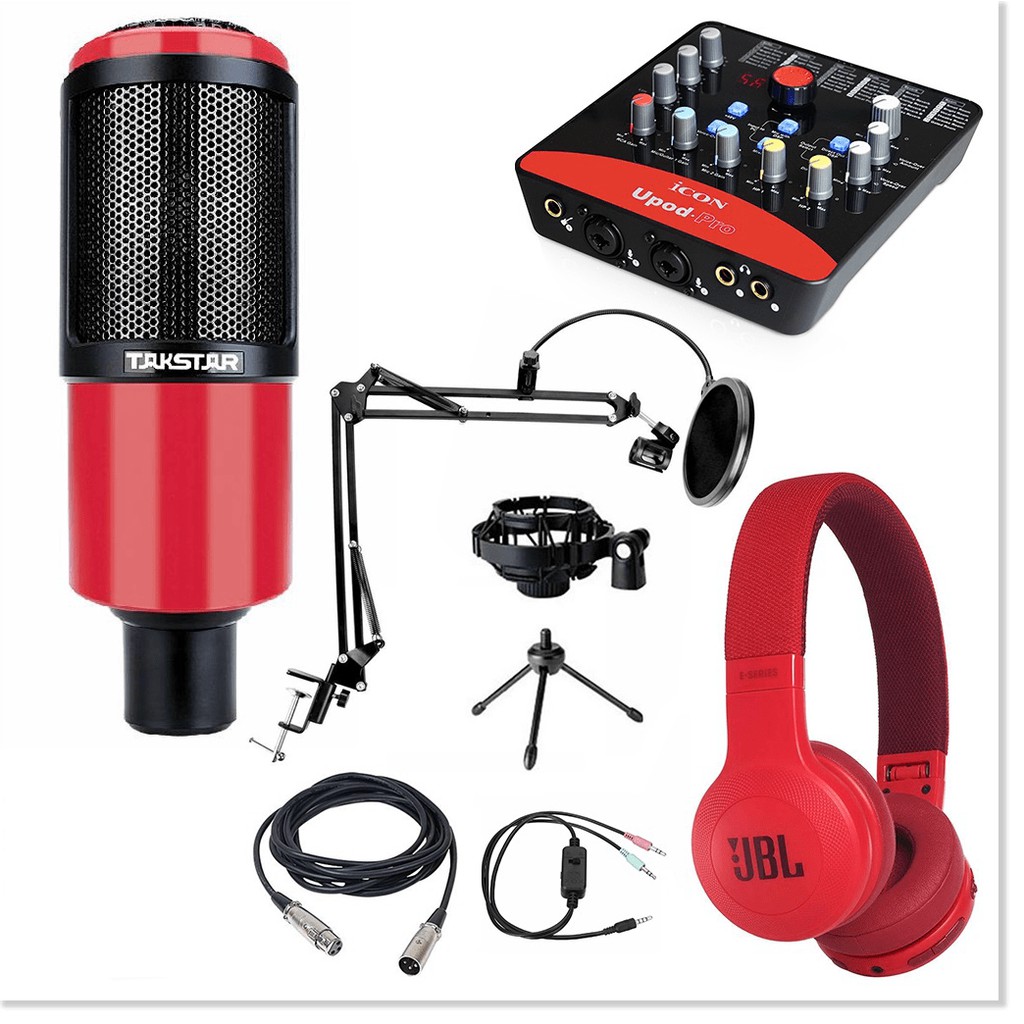 ( COMBO TRỘN BÔ MIC THU ÂM TỐT NHÂT ) Combo thu âm livestream Mic PC K320-Card ICON UPOD PRO kèm màng lọc kẹp mic dây MA