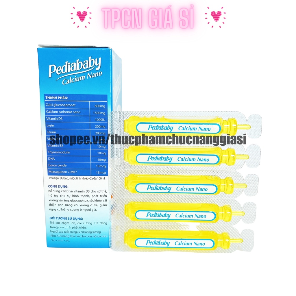 Siro PEDIABABY KId bổ sung calci cho trẻ, cải thiện tình trạng còi xương ở bé – Hộp 20 ống