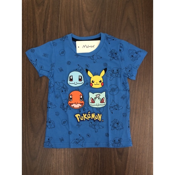 Mẫu áo thun bé trai in hình thêu hoạt hình sắc nét Pokemon