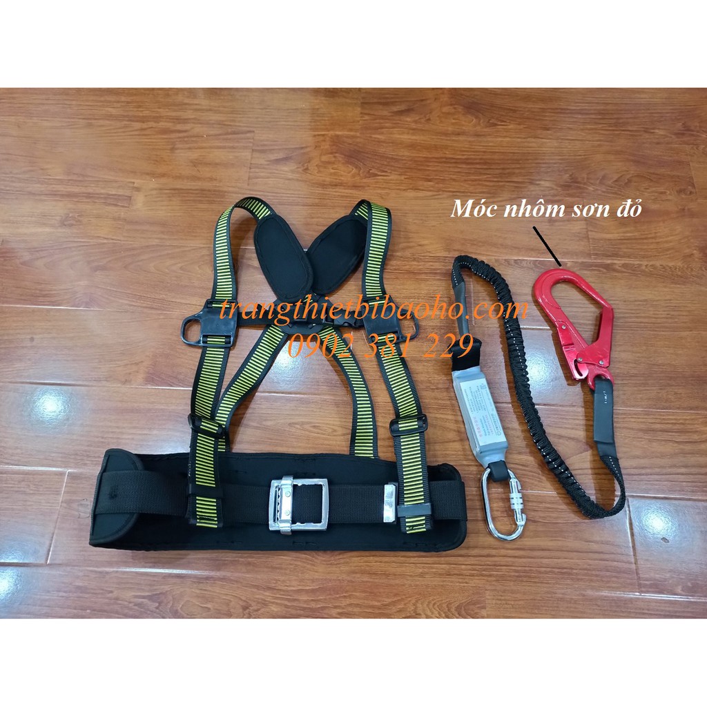 Dây an toàn bán thân Kukje Hàn Quốc 1 móc nhôm giảm sốc (đệm vai - đệm bụng)