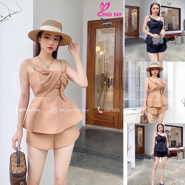 🌹 SET BỘ ÁO PEPLUM HAI DÂY MÚT NGỰC QUẦN ĐÙI GIÁ RẺ