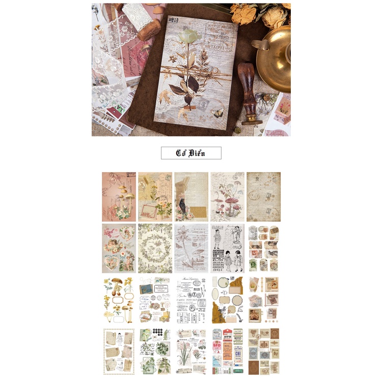 Enjoymore 🕯 1 Tấm Hình Dán Washi Vintage Retro Truyền Cảm Hứng Trang Trí Sáng Tạo Sổ Bullet Journal Nhật ký