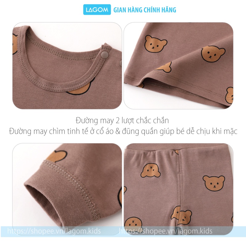 [COTTON ĐANH MỊN] Bộ Thu Đông Bé Trai Bé Gái Cotton Dài Tay Lagom