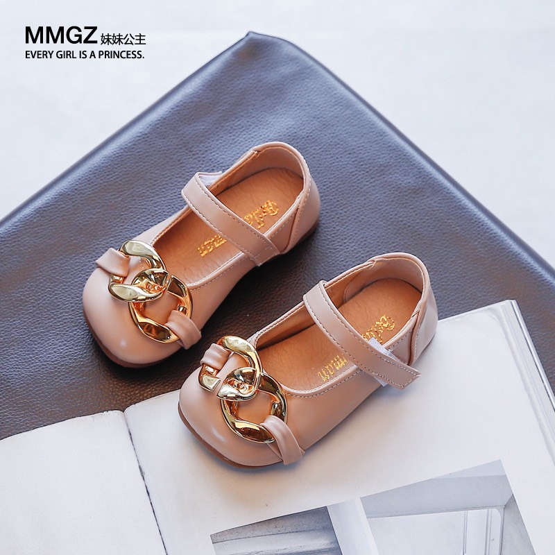 Giày búp bê bé gái - giày bệt cho bé da bóng mềm, họa tiết xích siêu đẹp độc lạ Babybees 2021 - 331