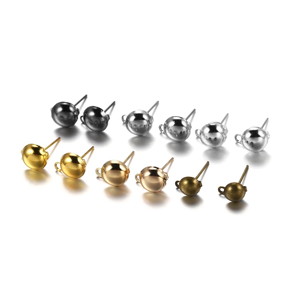 50-100 cái / lốc 4 5 6 8 10mm bông tai bi  bóng hợp kim để tự làm đồ trang sức thủ công Làm phát hiện phụ kiện Nguồn cung cấp