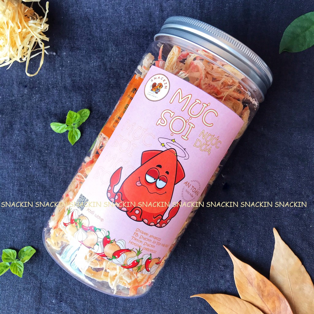 Mực xé sợi hấp nước dừa SNACKIN, hũ pet 250g, 180g, 100g, ăn vặt Hà Nội | BigBuy360 - bigbuy360.vn