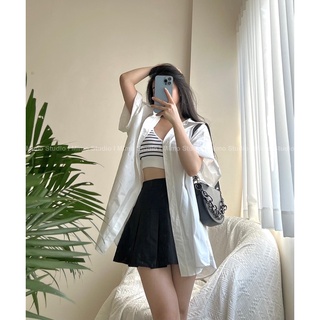 Sơ mi trắng ngắn tay form oversize