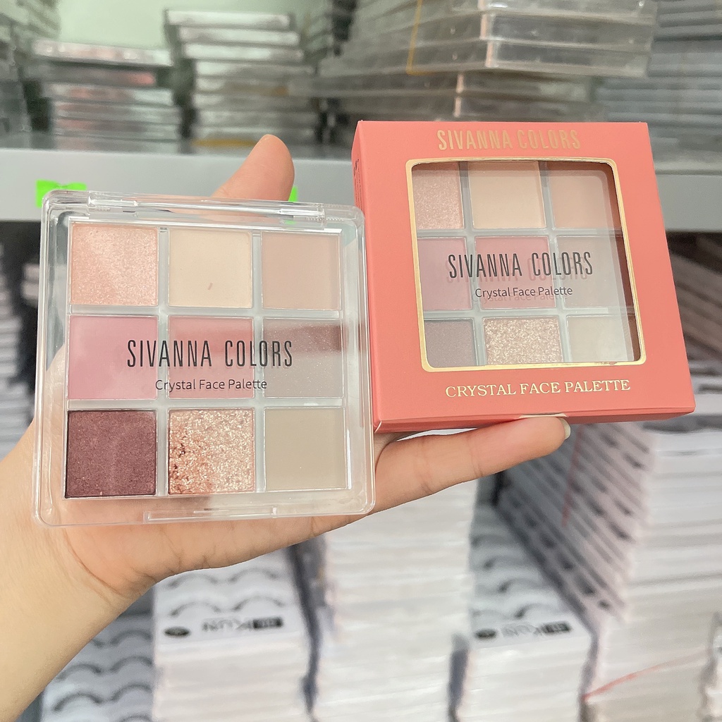 Bảng phấn mắt 9 ô Sivanna nhũ mịn lì siêu xinh trendy HF651